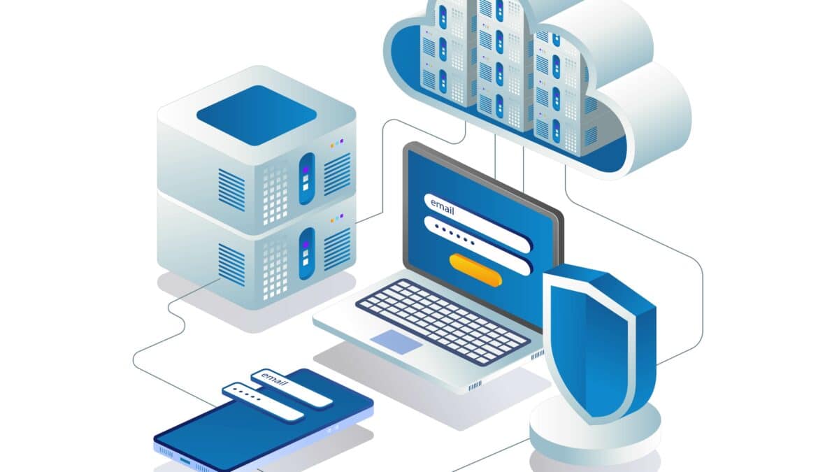 Cloud server computer password concept, symbolizing Athreon's secure video transcription services.