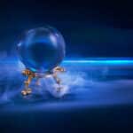 A glowing crystal ball, surrounded by blue mist, symbolizes near magical capabilities of AI scribes.