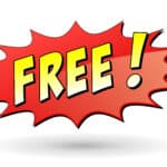 Graphic with 'FREE!' in bold letters, highlighting free AI medical scribes for healthcare providers.