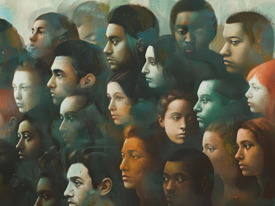 Illustration of diverse faces highlighting the importance of addressing bias in AI medical scribing.